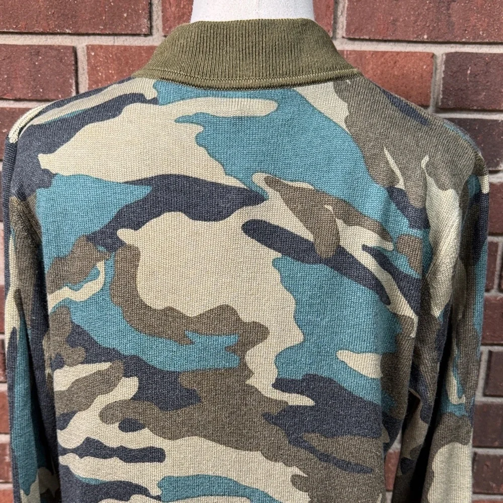 New J. Crew Camouflage Bomber Knit Sweater Jacket Size Small